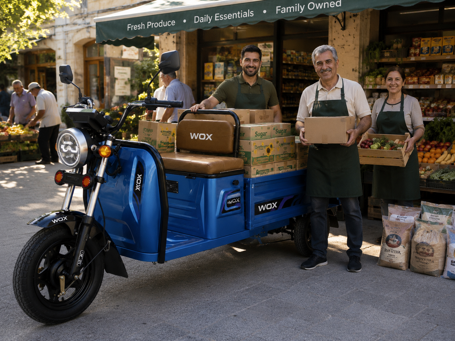 WOX Carry at a market for grocery delivery