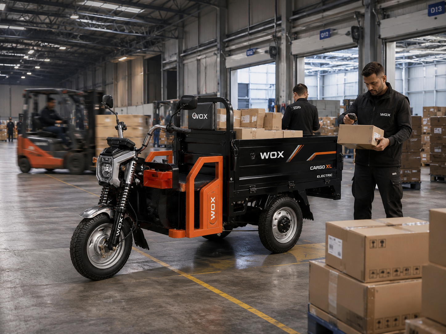 WOX Carry electric cargo vehicle in warehouse logistics environment