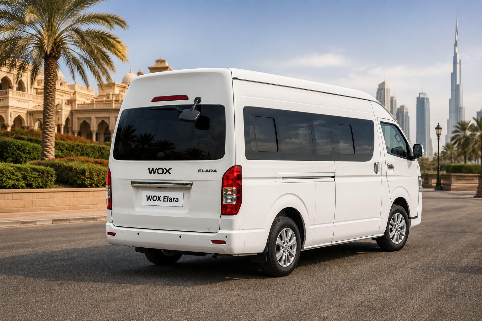 WOX ELARA minibus rear view in Dubai