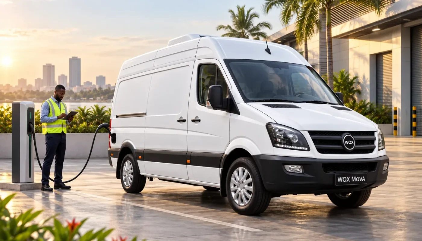 WOX MOVA electric van charging at depot