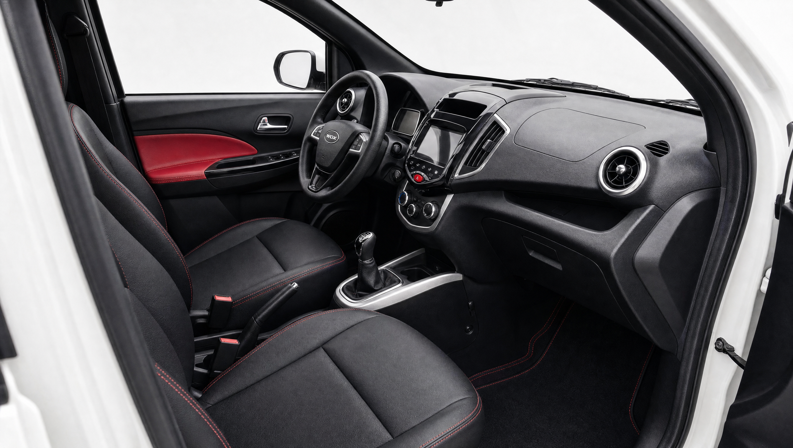 WOX NOVA One interior — dashboard with red accent stitching