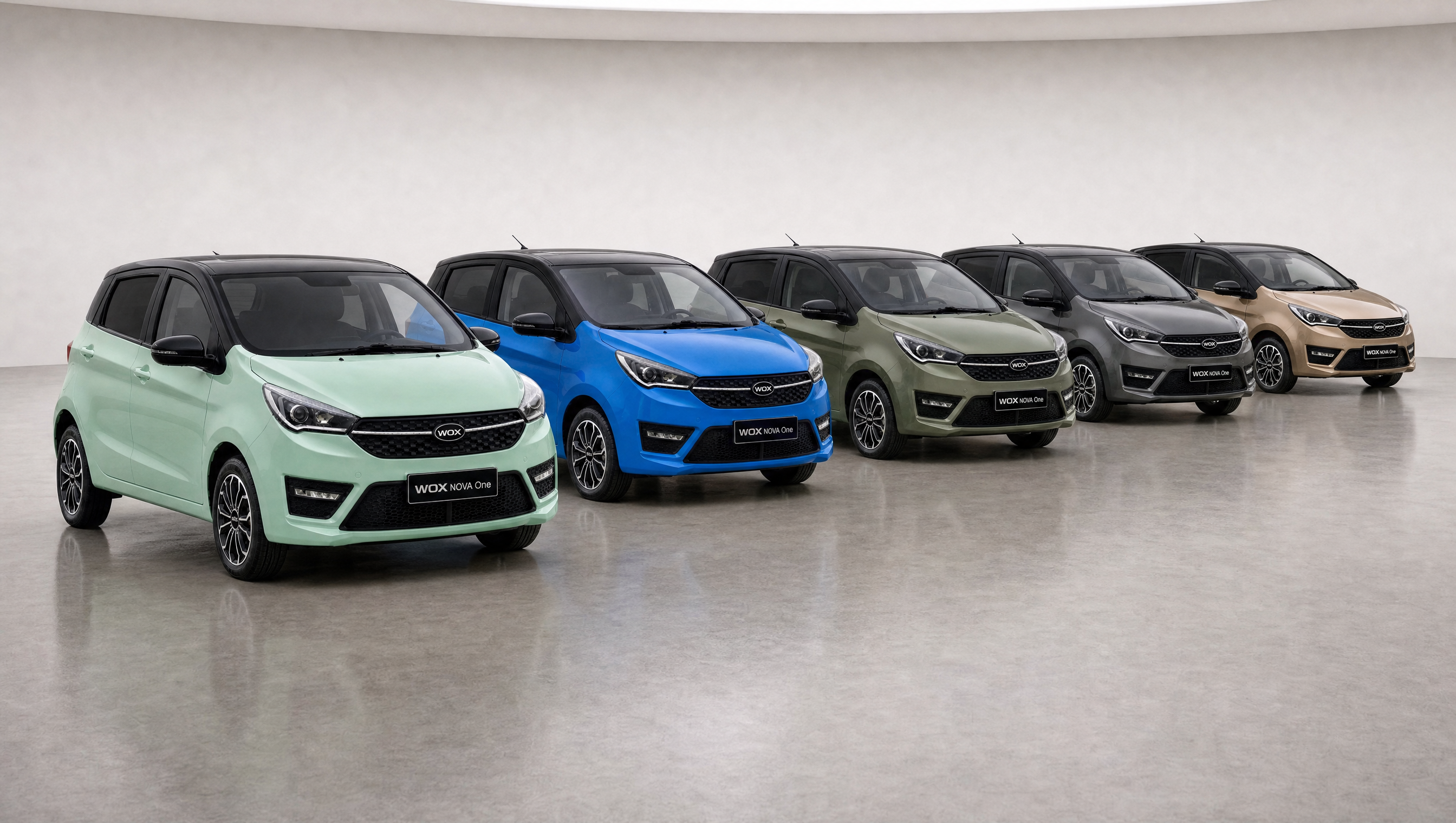 WOX NOVA One — five colour lineup: Mint Green, Blue, Olive Green, Graphite Grey, Champagne Gold