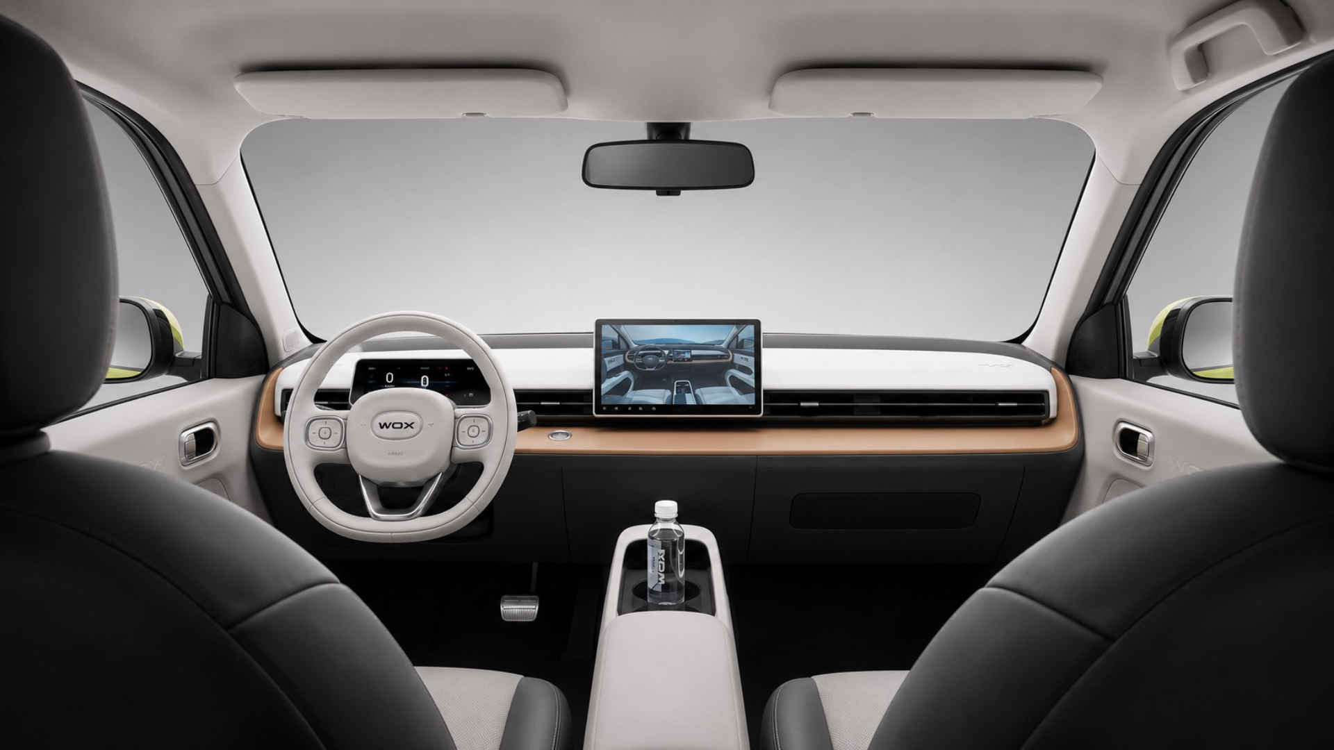 WOX Pixel interior — dashboard, 10.2-inch touchscreen and WOX steering wheel