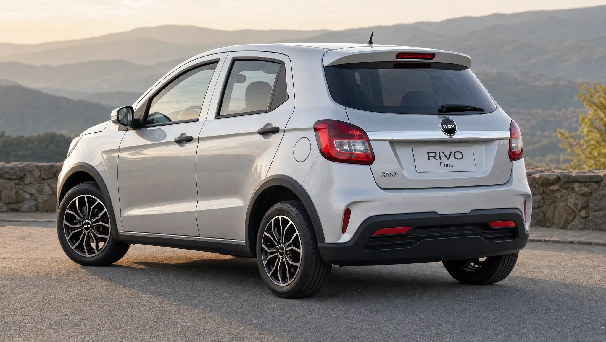 WOX RIVO Prime Pearl White — scenic mountain rear view
