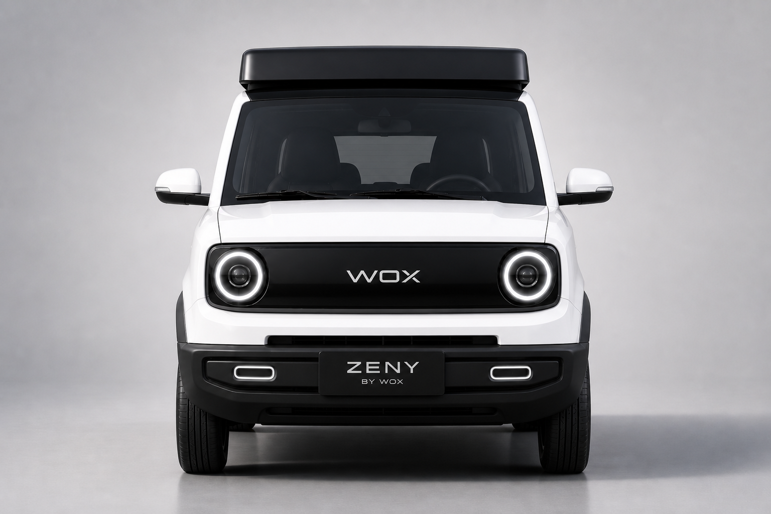 WOX ZENY Pearl White solar EV — front view
