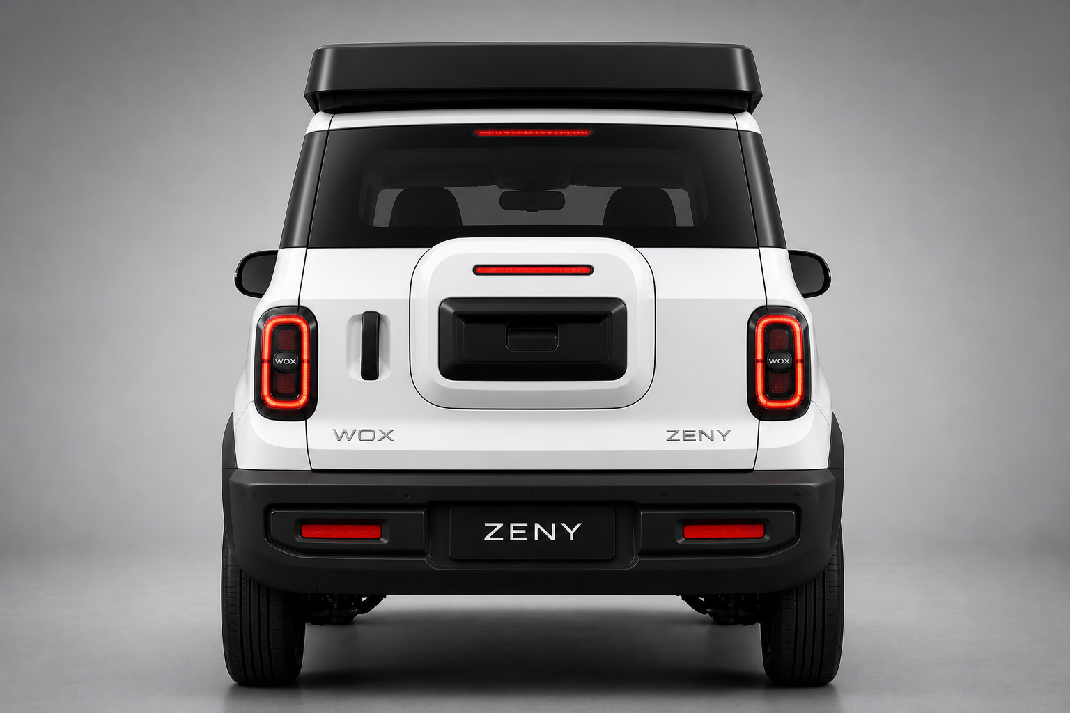 WOX ZENY Pearl White compact electric car — rear view
