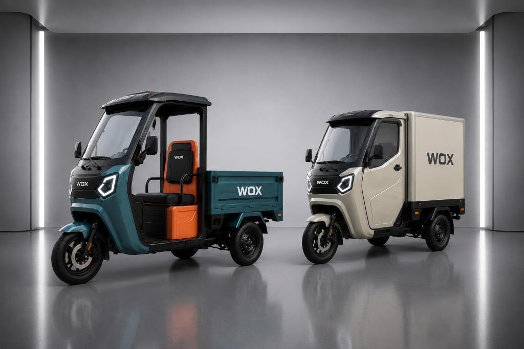 WOX CARRY — Electric three-wheel utility vehicle for urban logistics.