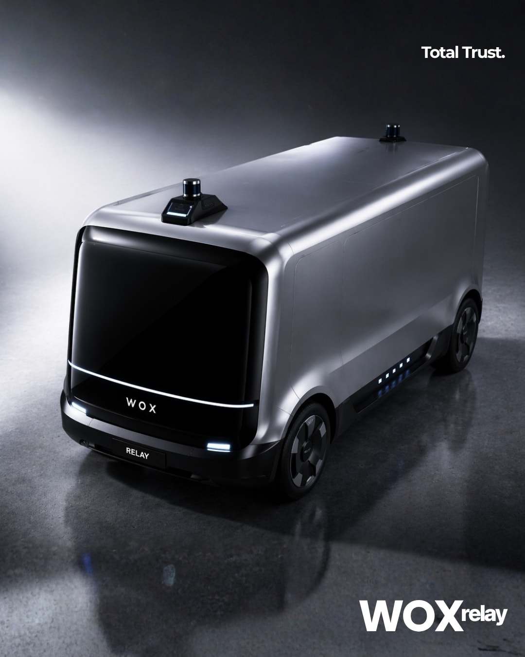 WOX Relay autonomous vehicle overhead view showing sensor placement